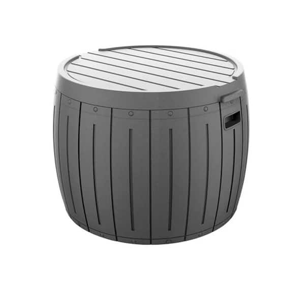 Unbranded 48 Gal. Black Round Resin Outdoor Storage Deck Box