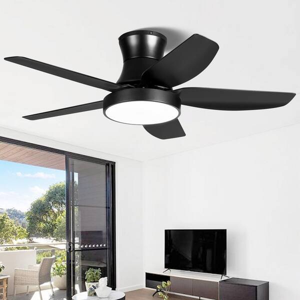 NOMA Milton 5-Reversible blade 6-Speed Ceiling Fan with LED Light & Remote,  52-in, Black