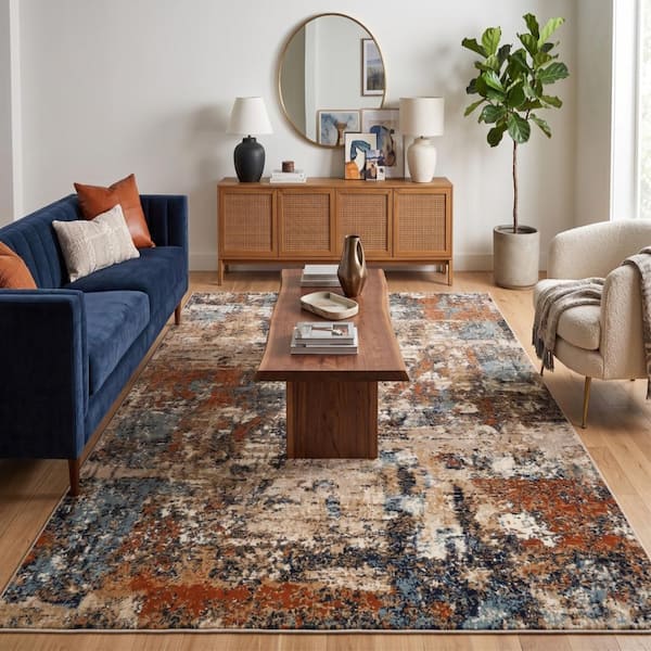 Amer Rugs Allure 5 x 8 Beige/Rust Abstract Pattern Area Rug for High ...