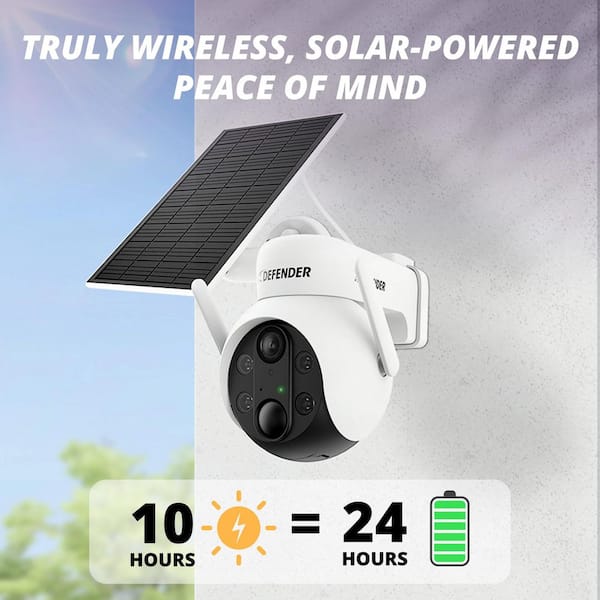 Defender Battery Powered 4K AI EverWatch PTZ Wireless Solar