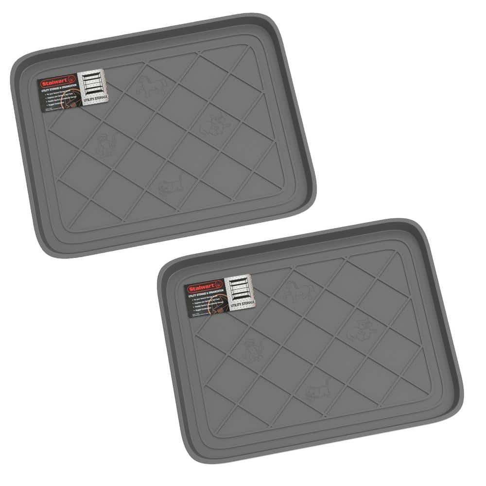 Gray Polypropylene Diamond Pattern Outdoor Boot Tray Set