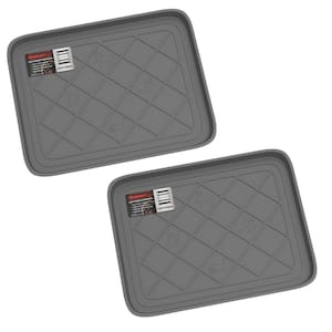 Gray 20 in. x 15.5 in. Diamond Pattern Boot Tray 2 Pack