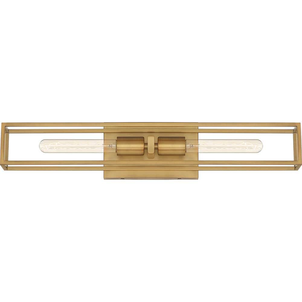 Quoizel Leighton 2-Light 24  Bathroom Vanity Light in Weathered Brass