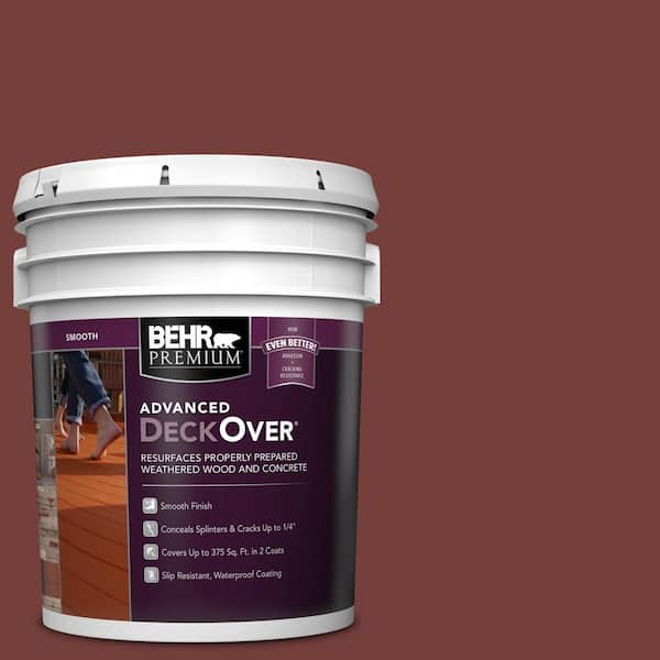 BEHR Premium Advanced DeckOver 5 gal. #SC-112 Barn Red Smooth Solid Color Exterior Wood and Concrete Coating