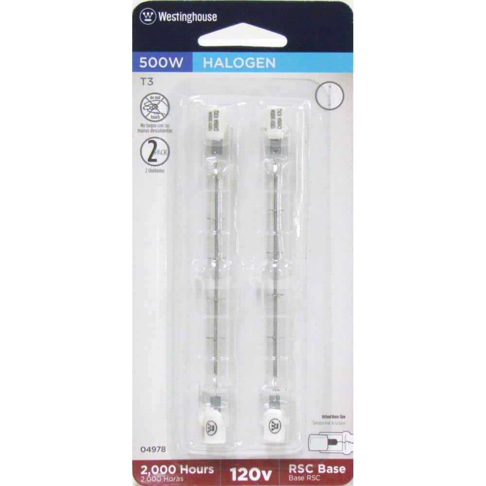 500 Watt Clear Double-Ended Halogen Light Bulb 2-Pack