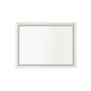 48 in. W x 36 in. H Large Rectangular Framed Wall Mounted Anti-Fog Bathroom Vanity Mirror in Gold