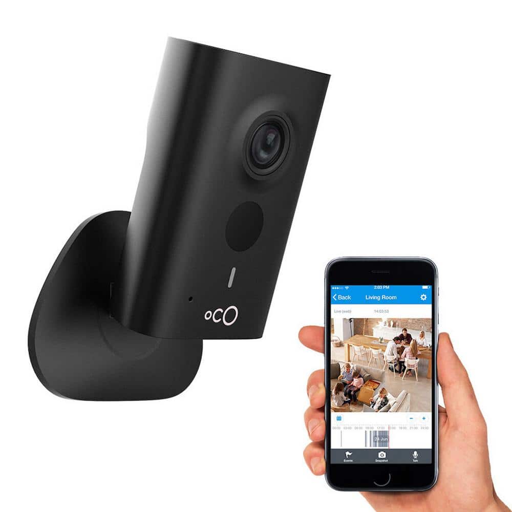 Oco HD 960p Indoor Video Surveillance Security Camera with SD Card, Cloud Storage, 2-Way Audio and Remote Viewing, Black -  Oco2
