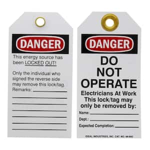 Lockout Tag, Standard Do Not Operate Electricians At Work, 25/Box