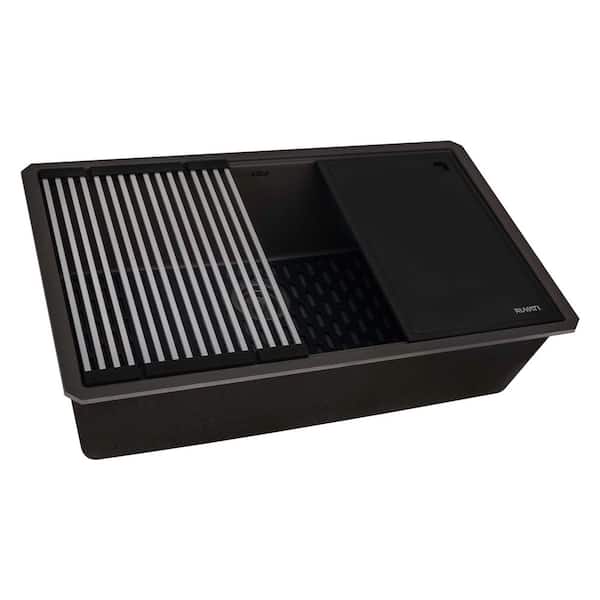 Ruvati epiStage 33 in. Undermount SIngle Bowl Workstation Kitchen Sink in Espresso Granite Composite