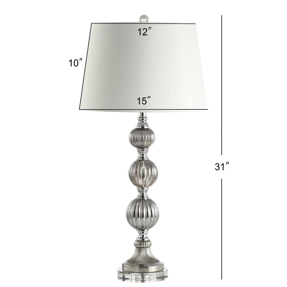 Vivienne 31" Silver Triple Sphere Table Lamp with Silk Shade