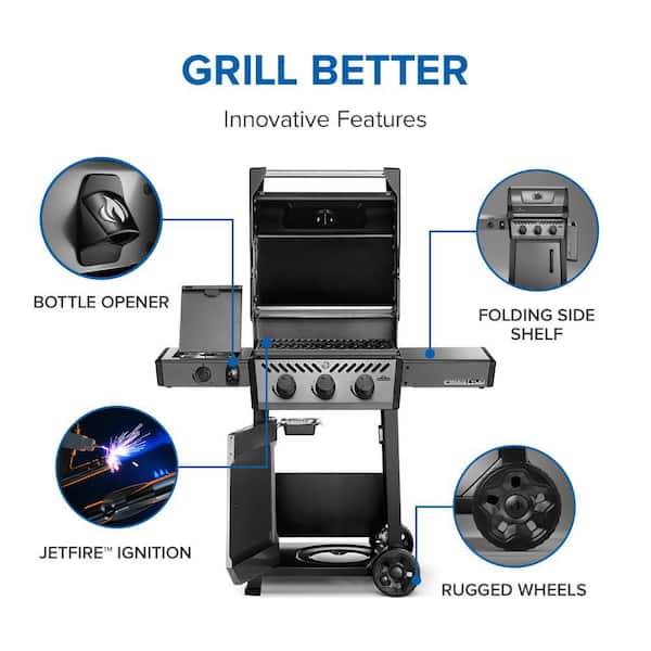 NAPOLEON Freestyle 365 3-Burner Propane Gas Grill with Range Side