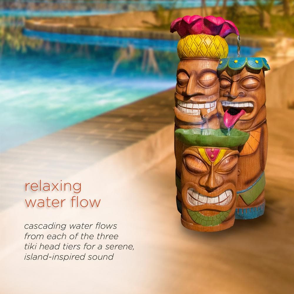 Colorful Tiki Head Polyresin Outdoor Fountain with LED Lights