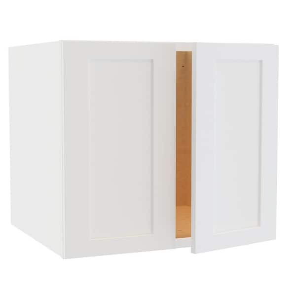 Home Decorators Collection Newport Pacific White Painted Plywood Shaker Stock Assembled Wall Kitchen Cabinet 24 in. x 24 in. x 27 in. Soft Close