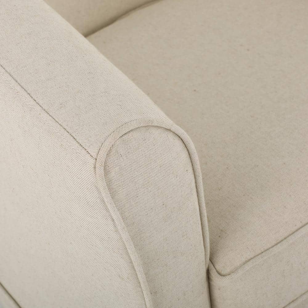 Beige Fabric Swivel Accent Chair with Flared Arms