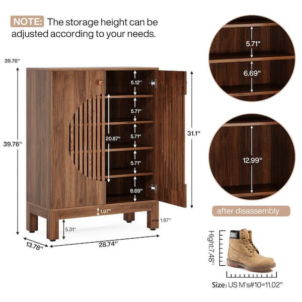 39.7 in. H x 28.7 in. W Brown Engineered Wood Shoe Storage Cabinet