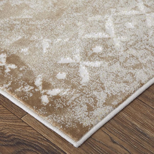 Tan, Ivory 12 ft. x 15 ft. Abstract Area Rug