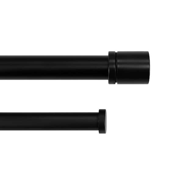 72 in.-144 in. Telescoping 1 in Double Rod Kit in Matte Black with Elevated Cap for Layering
