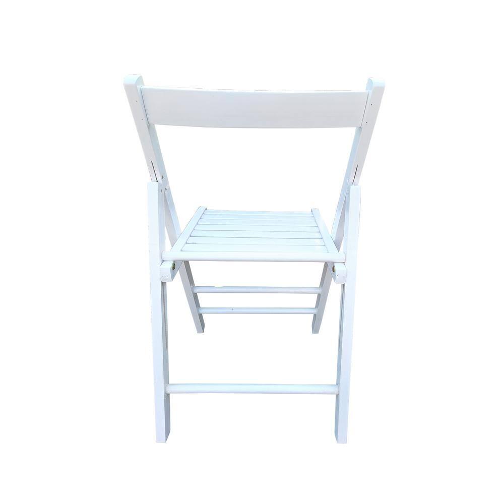Set of 2 White Solid Wood Folding Dining Chairs