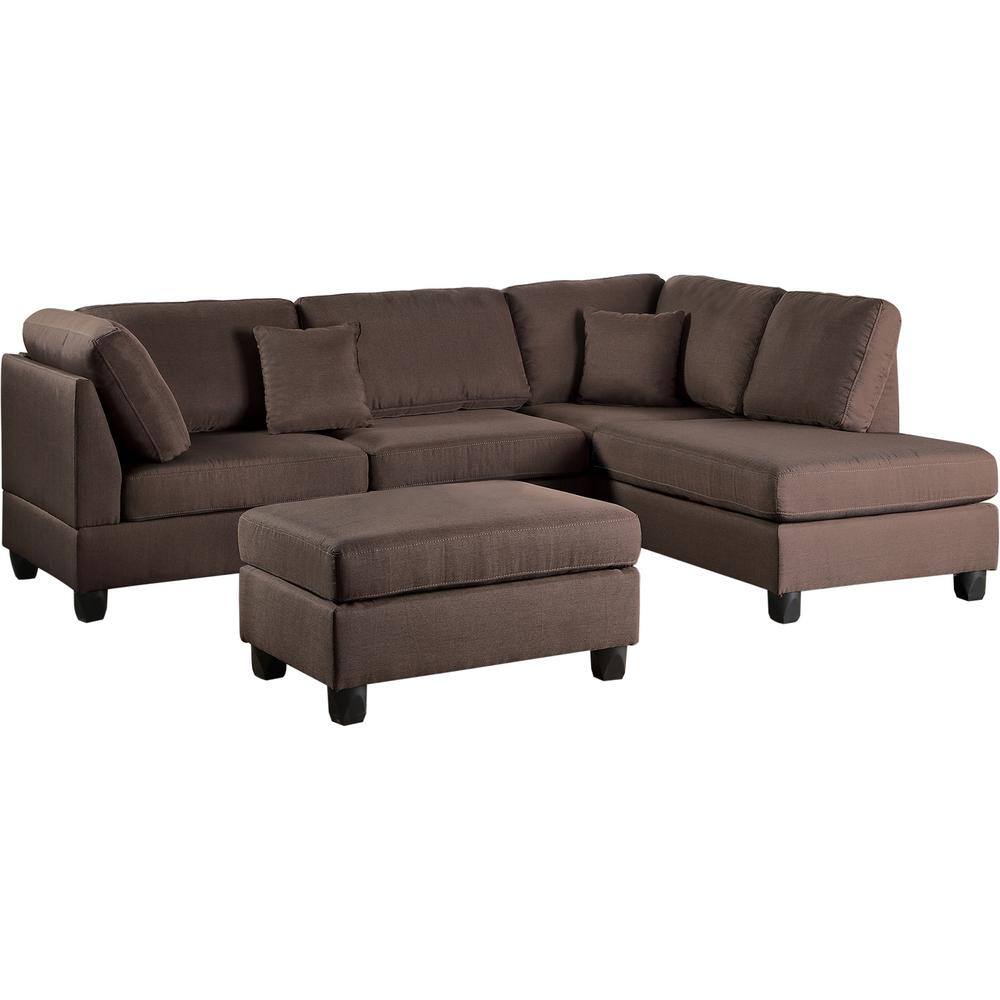 Worldwide Madrid Chocolate Polyester 6Seater LShaped