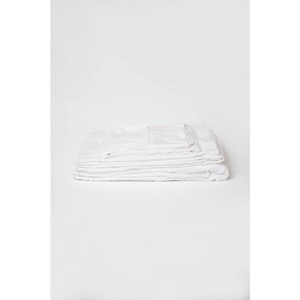 OMNE SLEEP Omne 4-Piece White Microplush and Bamboo Queen Hypoallergenic Sheet Set