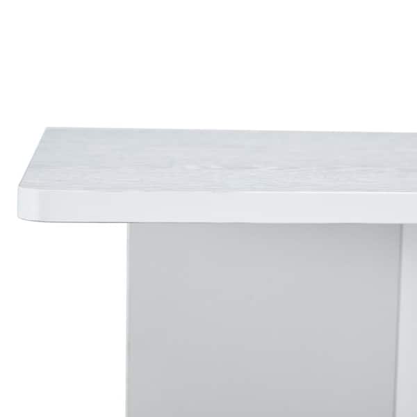 Modern 44.8 in. White Rectangle Wood Coffee Table