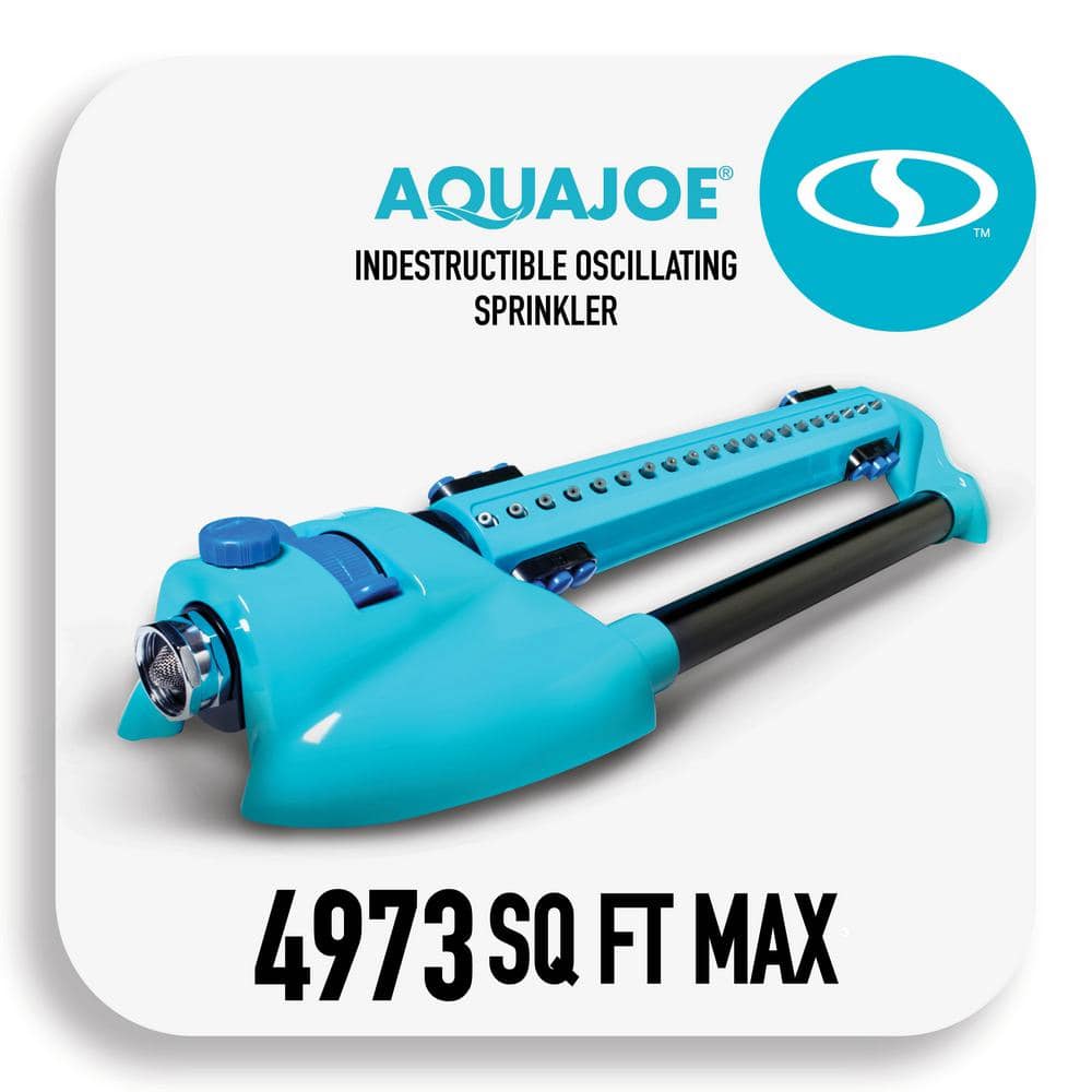 AQUA JOE 4973 sq. ft. Indestructible Metal Base Oscillating Sprinkler  AJ-OMS20-BRS - The Home Depot