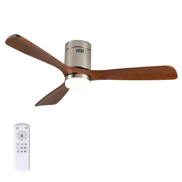 51.4 in. Nickel Flush Mount Fandelier Ceiling Fan w/ LED Included Reversible DC Motor w/ Remote Control for Bedroom
