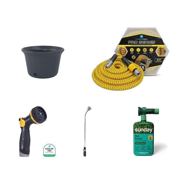 100 ft. Herringbone Hose Pot, Pro Series 3/4 in. x 100 ft. Expandable Hose, Nozzle, Wand and 43 fl. oz. Fertilizer Combo