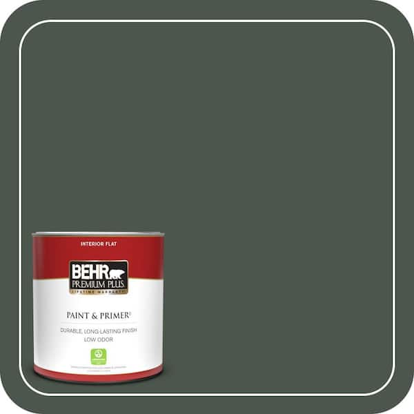 BEHR PREMIUM PLUS 1 qt. #PMD-66 Deep Evergreen Flat Low Odor Interior Paint & Primer