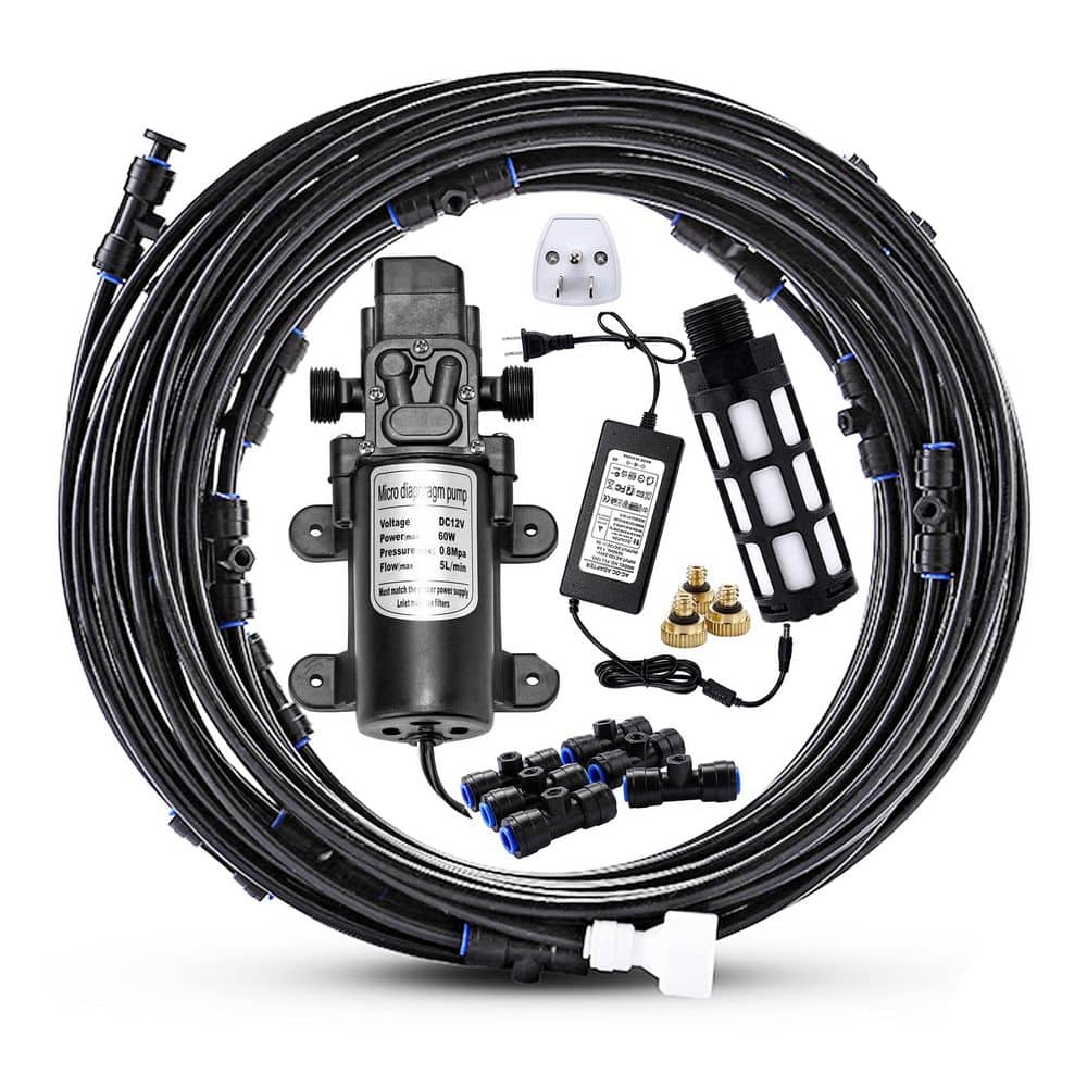 Outdoor Misting Cooling System Kit with 49.2FT Misting Line, 20 Brass Mist Nozzles, Pump, Filter, Adapter price history on PriceWatchPro