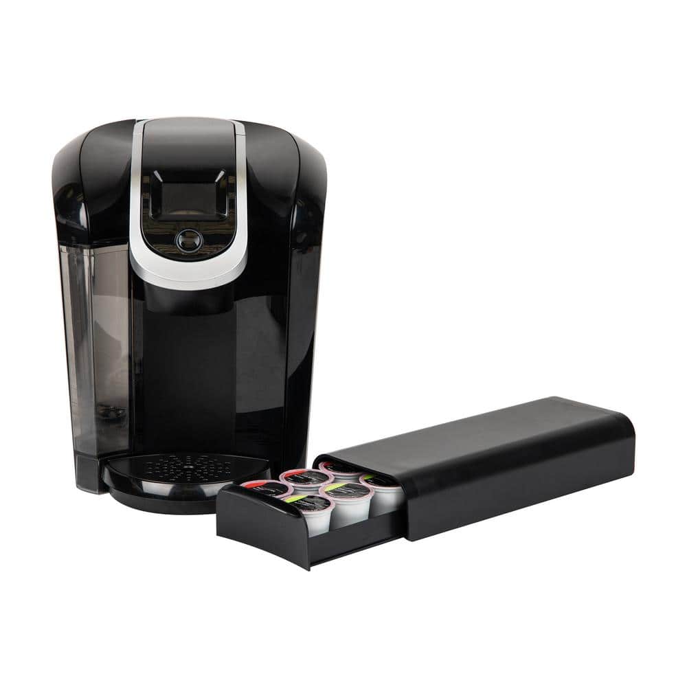 Compact Black Plastic Coffee Pod Drawer for 28 Capsules