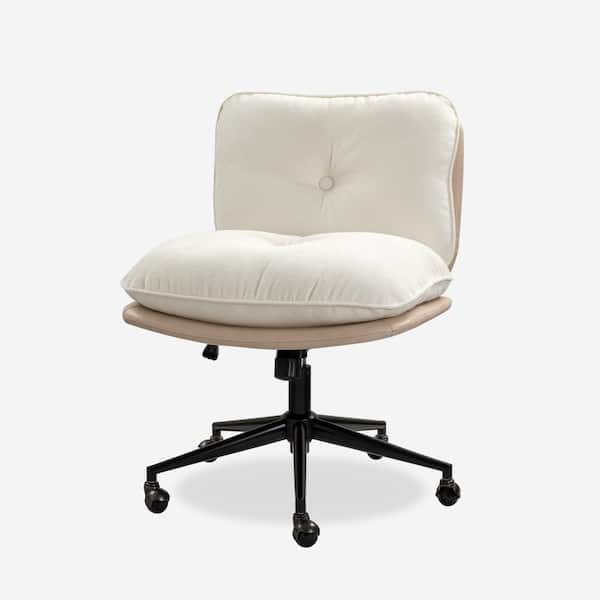 JAYDEN CREATION Kimberly Beige Polyster Mid Century Modern Task Chair with Metal Legs