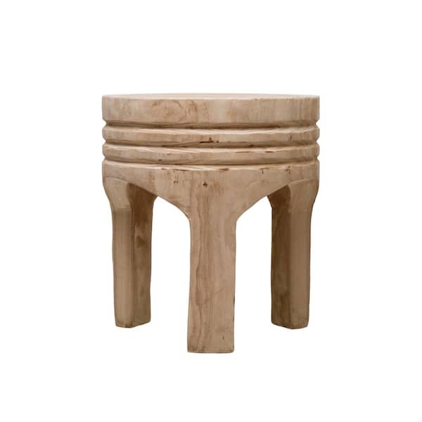Storied Home 15.75 in. Natural Backless Wood Bar Stool with Three Legs