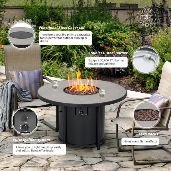 Fire Pit Gas Heat Lamp Elementi Lunar Bowl 42