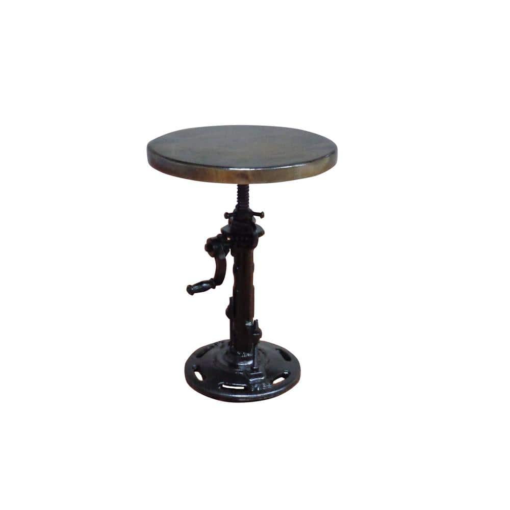 Adjustable Black Metal and Wood Industrial Stool