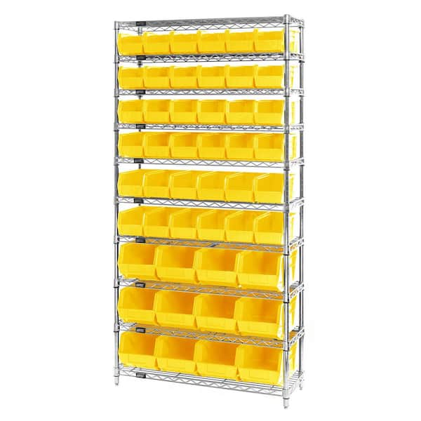 Giant Open Hopper 36 in. x 14 in. x 74 in. Wire Chrome Heavy Duty 10-Tier Industrial Shelving Unit