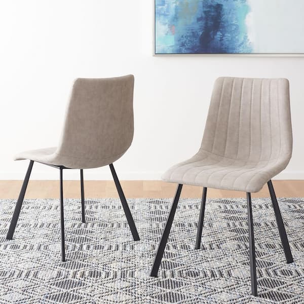 SAFAVIEH Pryer Stone/Black 18.5 in. Iron Dining Chair Set of 2