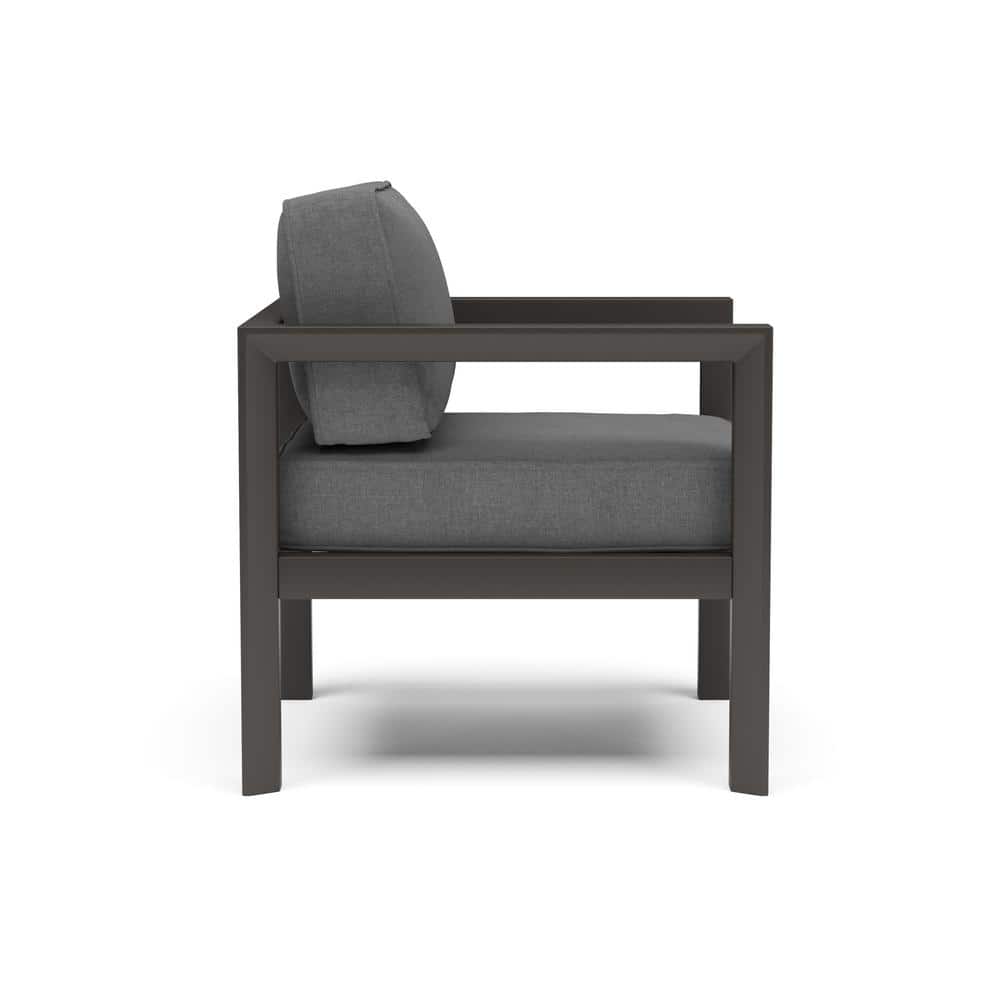 Grayton 29" High Aluminum Outdoor Lounge Chair with Gray Cushions