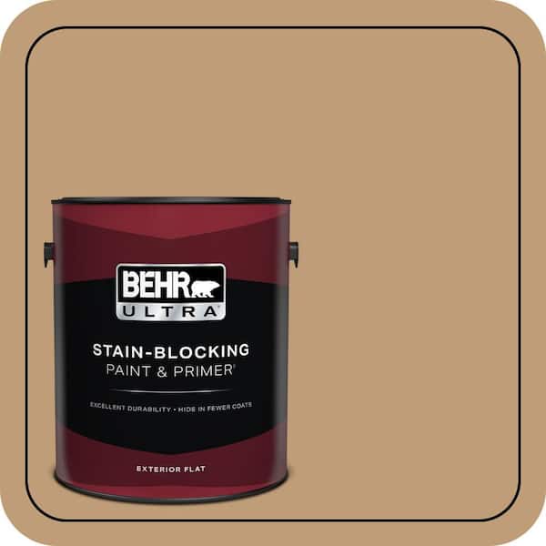 BEHR ULTRA 1 gal. #300F-4 Almond Toast Flat Exterior Paint & Primer