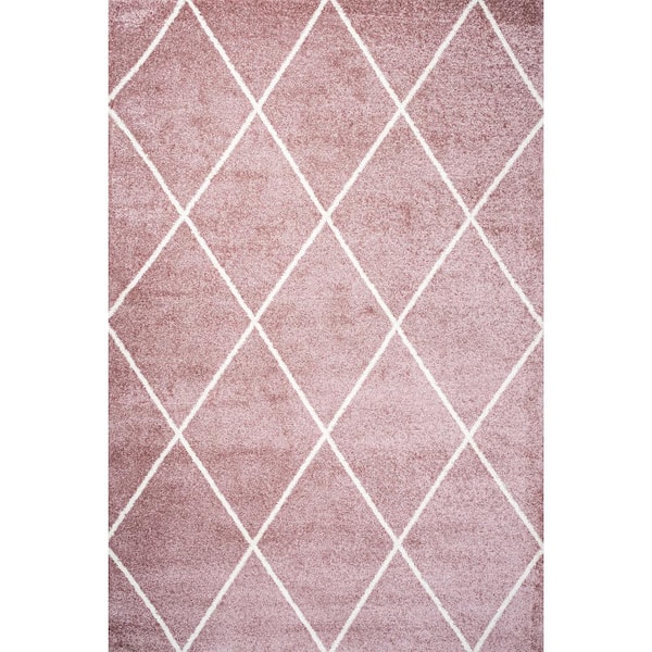 Cole Minimalist Diamond Trellis Rose/White 8 ft. x 10 ft. Area Rug