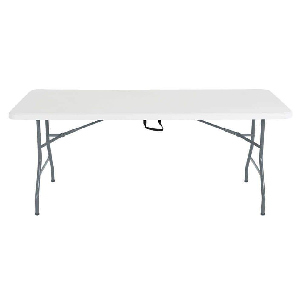 White 6-Foot Rectangular Folding Table with Black Legs