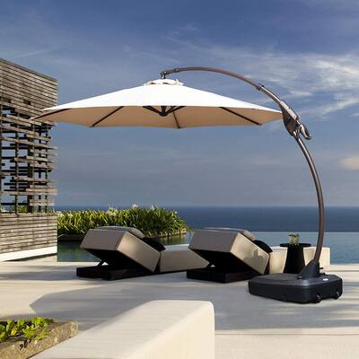 11 ft. Aluminum Cantilever Umbrella for Backyard, Patio Umbrella, Gazebo, Poolside in Beige