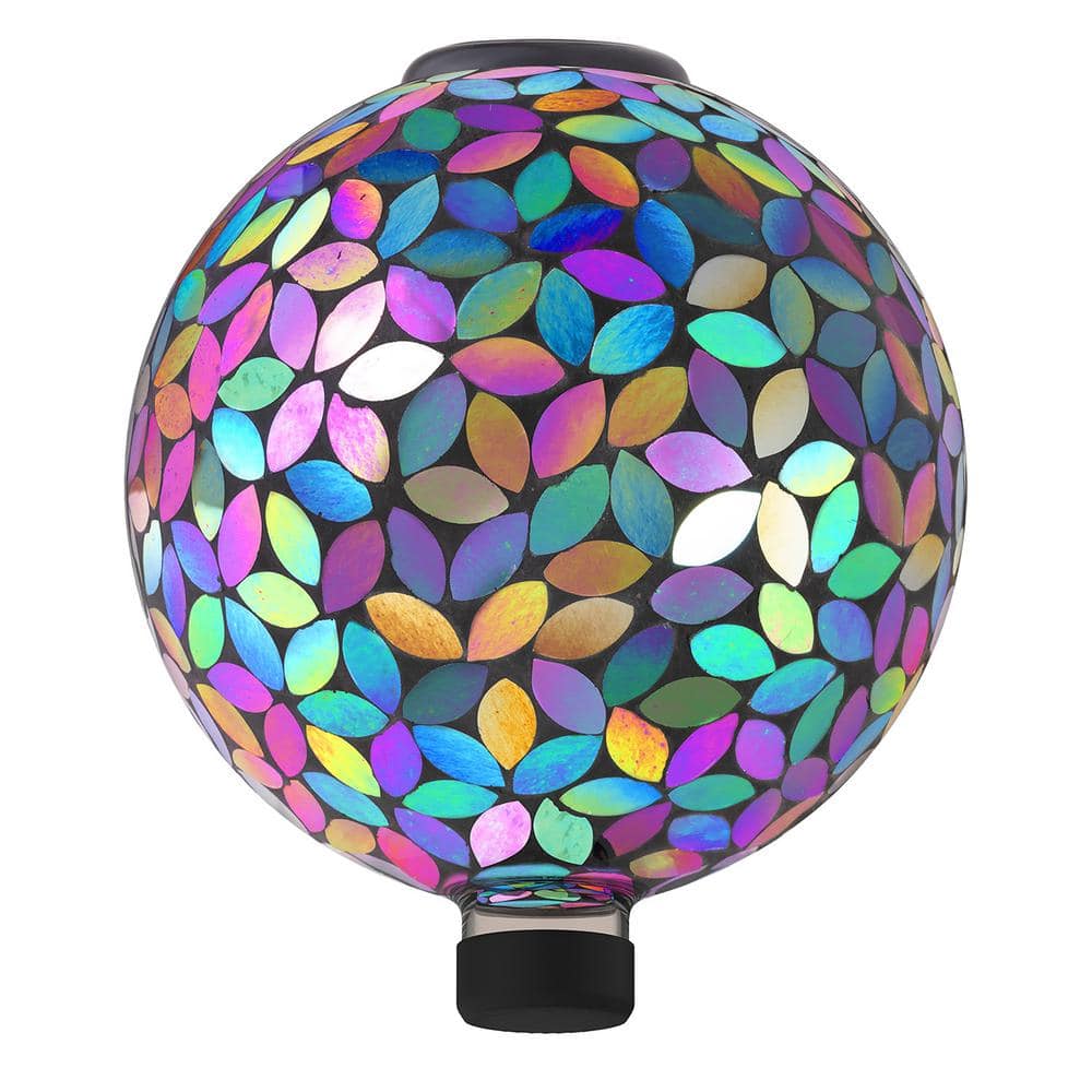 Purple Iridescent Mosaic Glass Gazing Globe, 10" Diameter