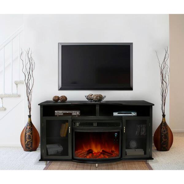 Paramount Mandalay 66 in. Media Console Electric Fireplace in Black