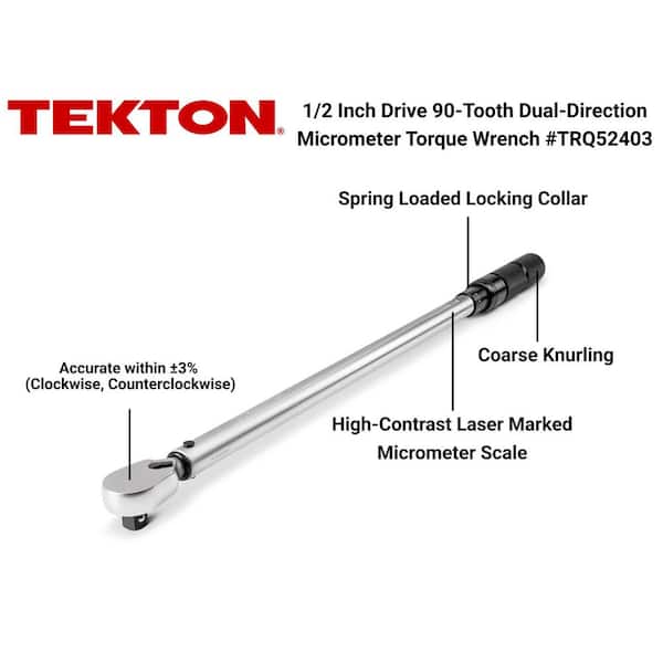 1/2 Inch Drive Dual-Direction Micrometer Torque Wrench (40-300 ft-lb)