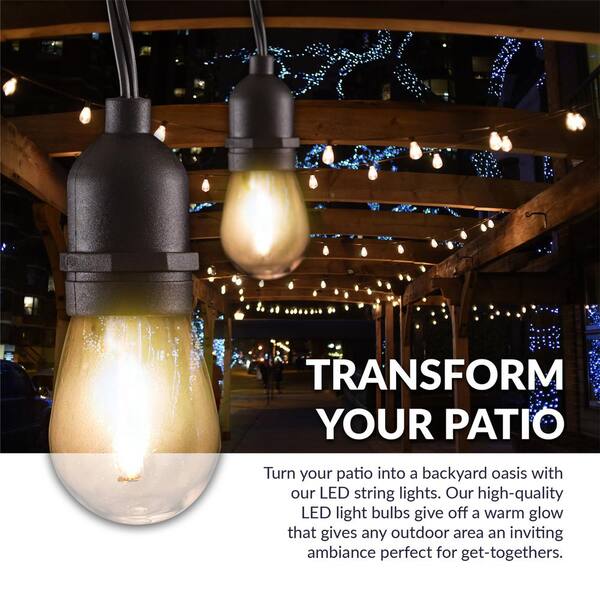48FT With 2W Dimmable Edison Vintage Plastic Bulbs LED Outdoor String Lights 