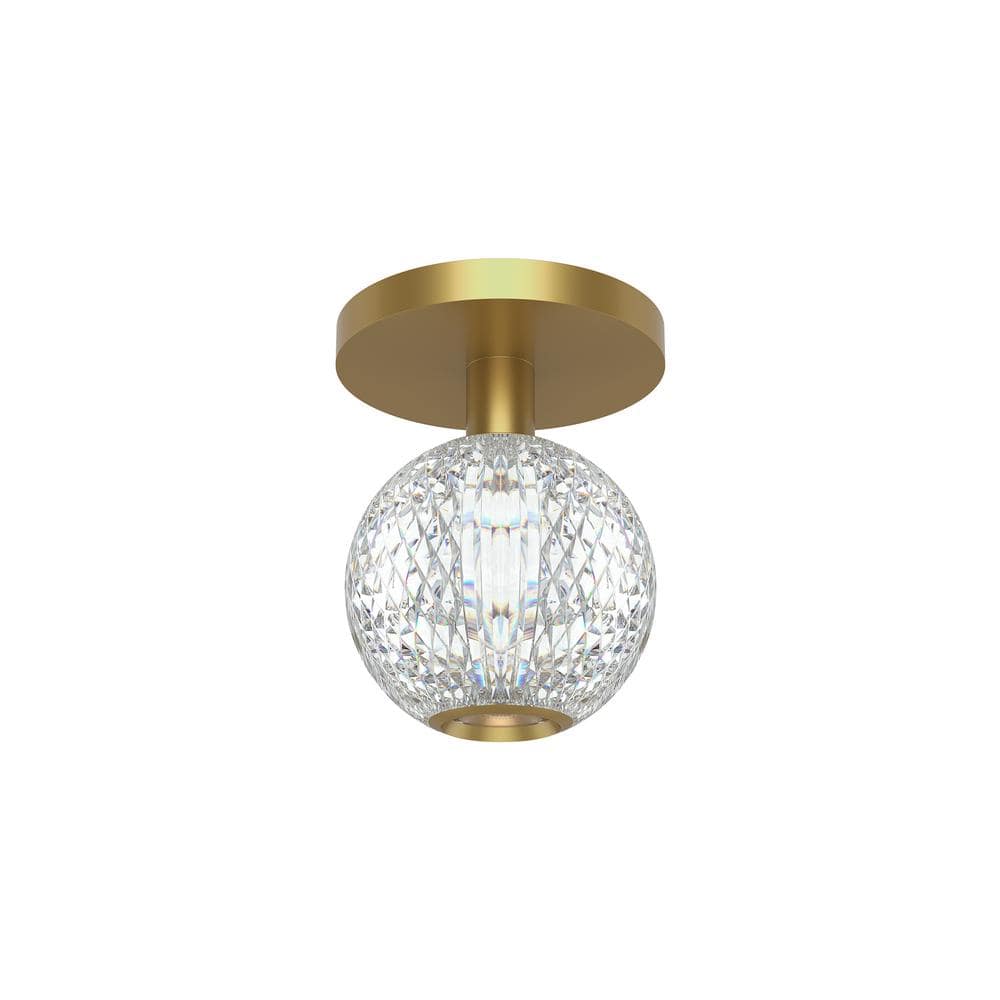 Natural Brass Globe LED Flush Mount Light