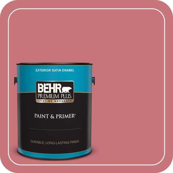 BEHR PREMIUM PLUS 1 gal. #140D-5 Rose Chintz Satin Enamel Exterior Paint & Primer