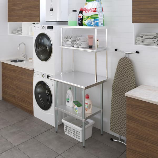AMGOOD 14 in. x 30 in. Stainless Steel Double Over Shelf for