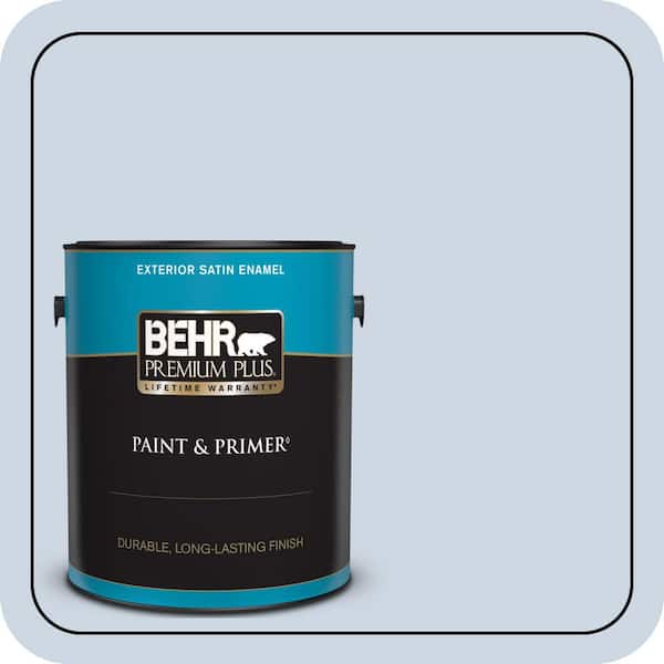 BEHR PREMIUM PLUS 1 gal. #ICC-35 Blue Reflection Satin Enamel Exterior Paint & Primer